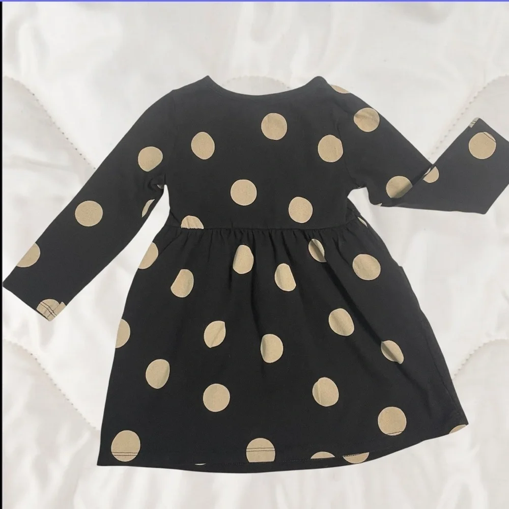 Wonder Nation Black and Cream Polka Dot Dress